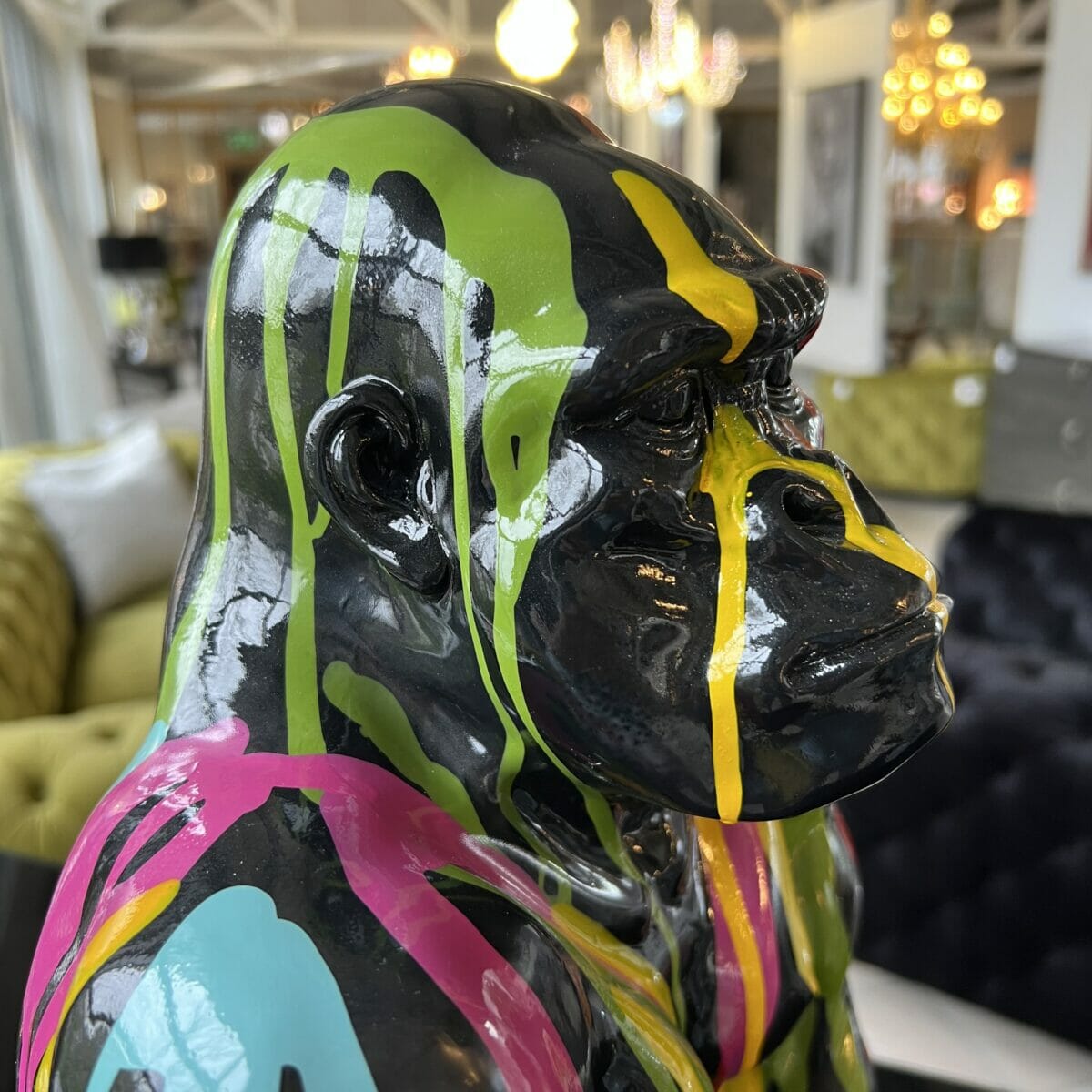 Paint Dripped Gorilla Monkey Sculpture