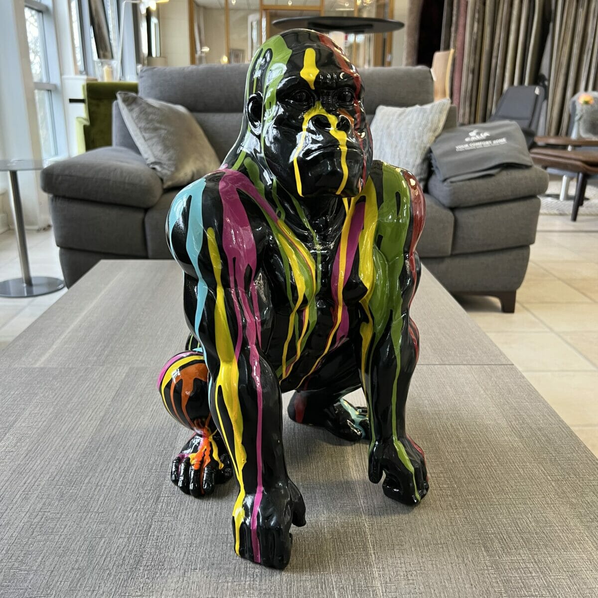 Paint Dripped Gorilla Monkey Sculpture