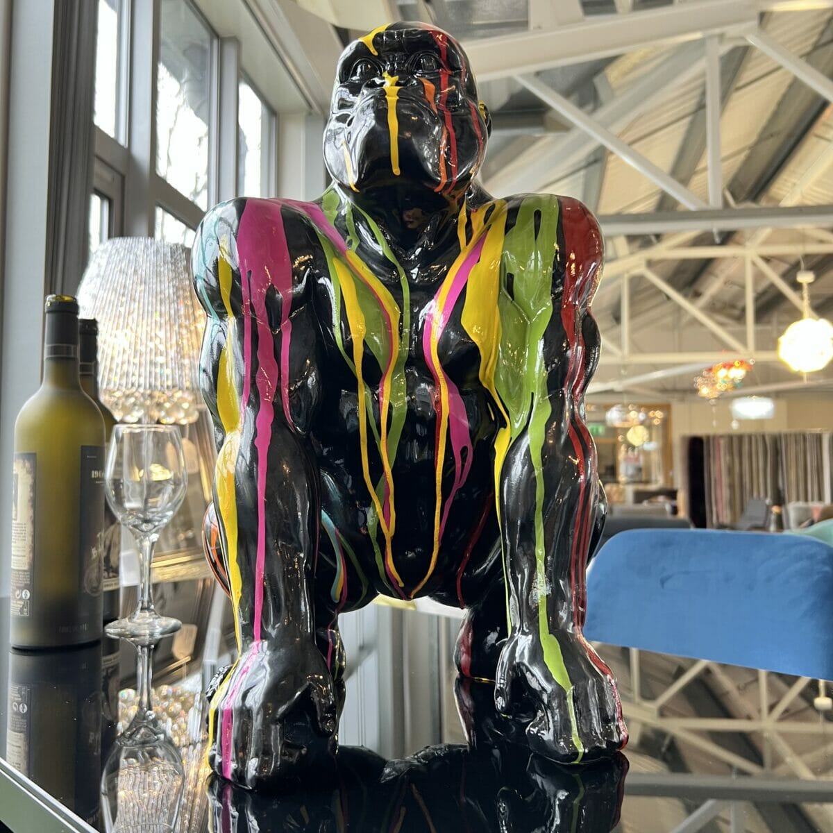 Paint Dripped Gorilla Monkey Sculpture