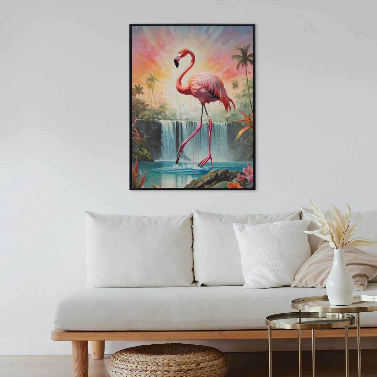 "Balancing Flamingo" – Velvet Wall Art – 113cm x 85cm
