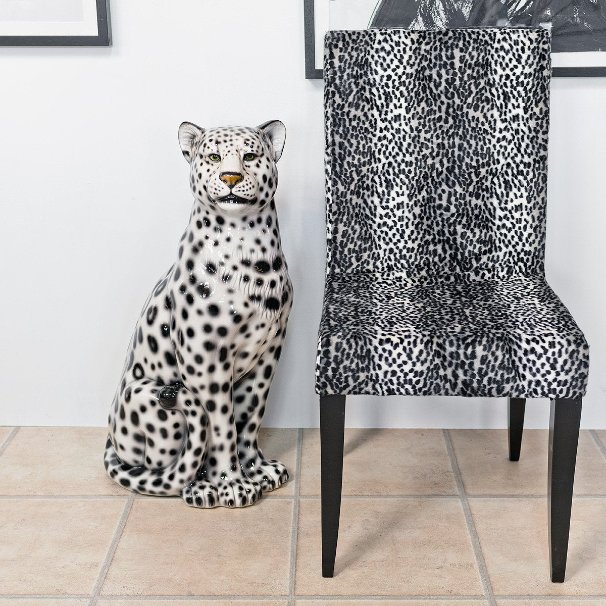 Ceramic Snow Leopard Statue Medium - Boxer Ceramiche