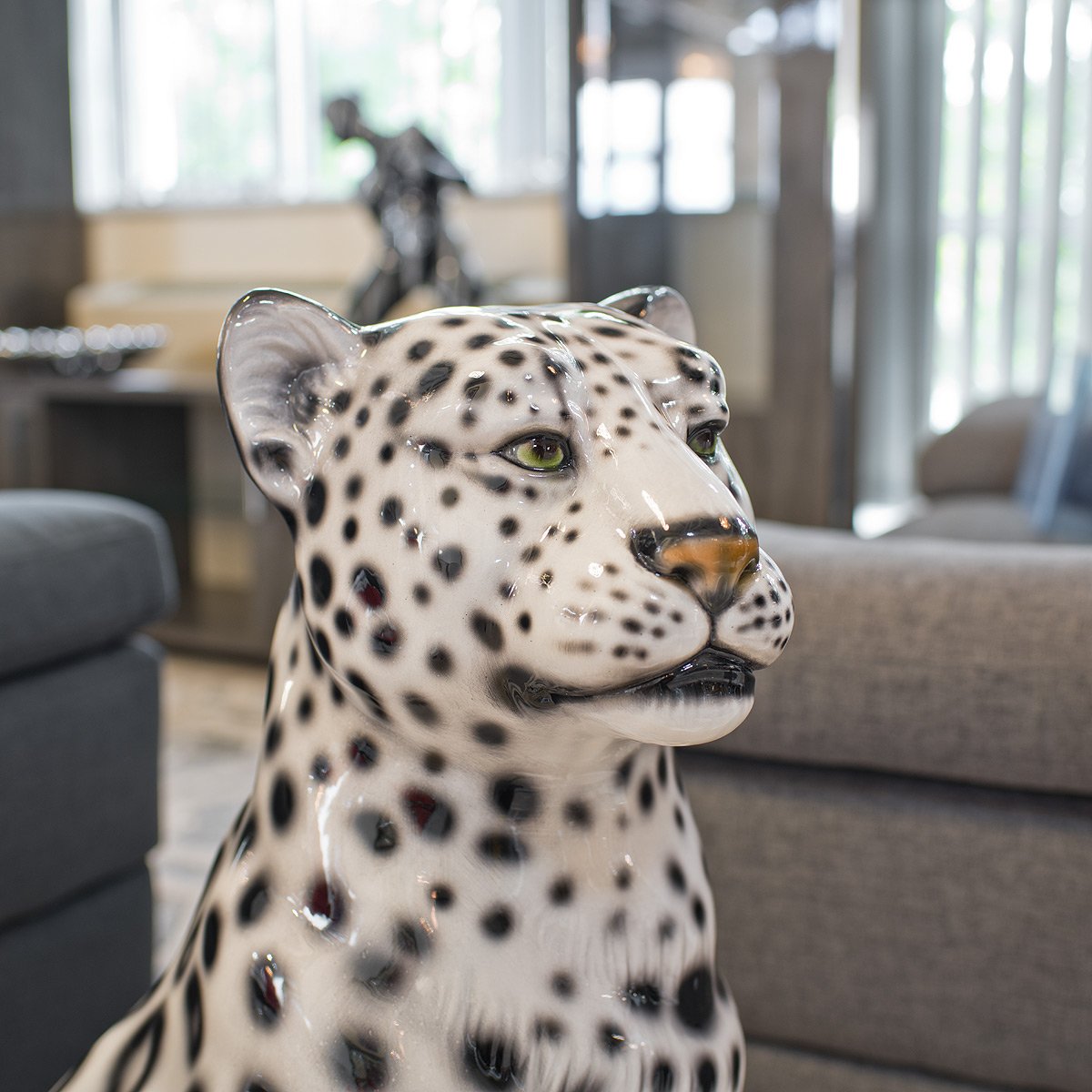 Ceramic Snow Leopard Statue - Medium