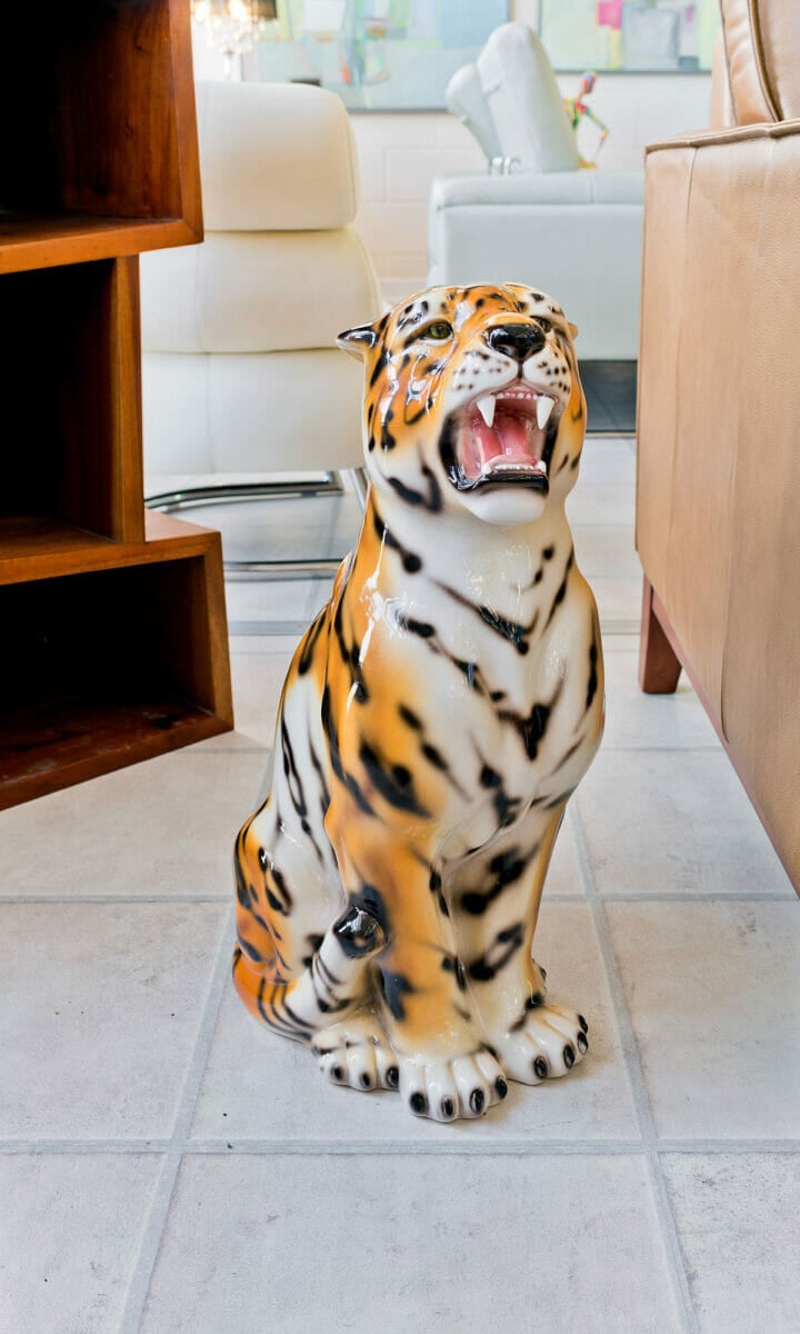 Porcelain Sitting Tiger Cub Statue