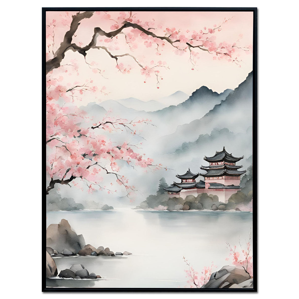 Cherry Blossom Serenity - Framed Wall Art (113cm x 85cm)