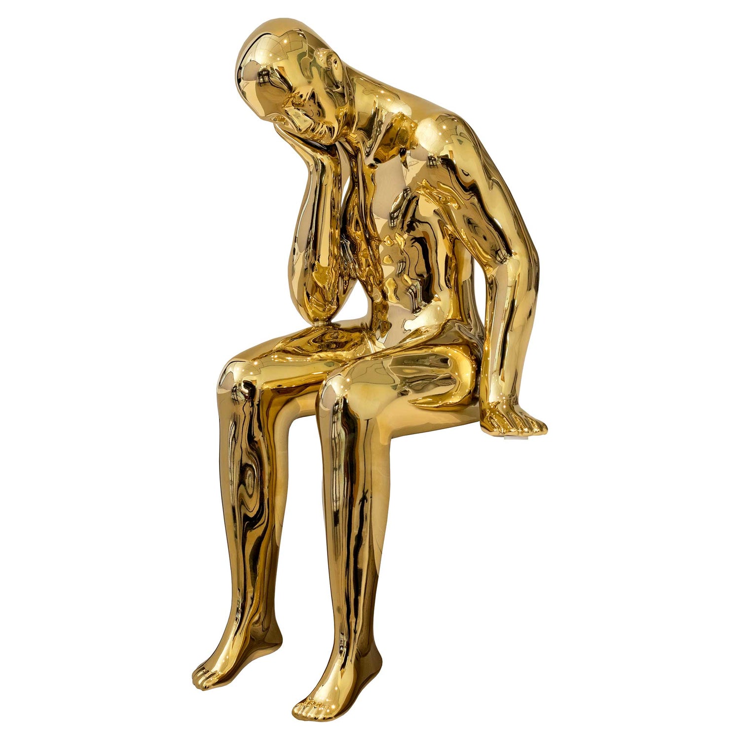 Ceramic Gold Thinking Man