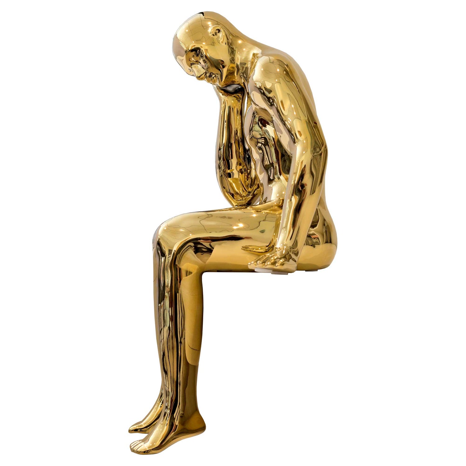 Ceramic Gold Thinking Man
