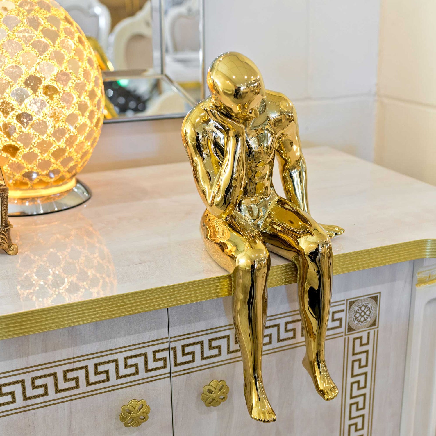 Ceramic Gold Thinking Man