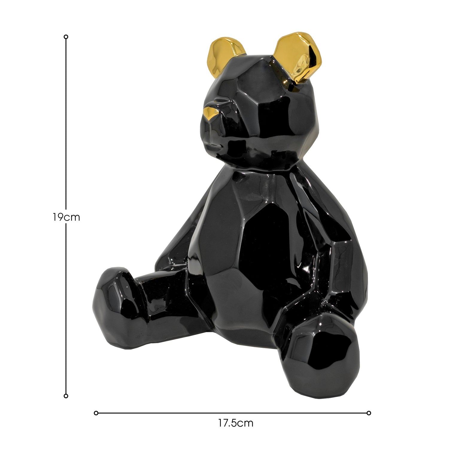 Ceramic Black and Gold Teddy Bear