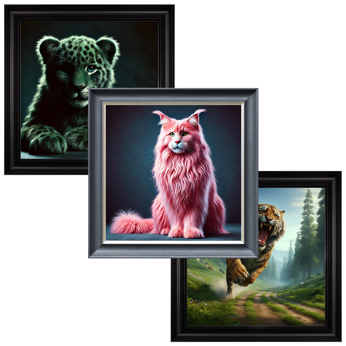 Velvet Print Framed Artwork - Feline Collection