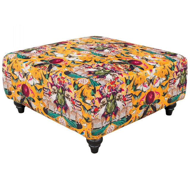 Myrtle and Mary Square Fabric Pouffe