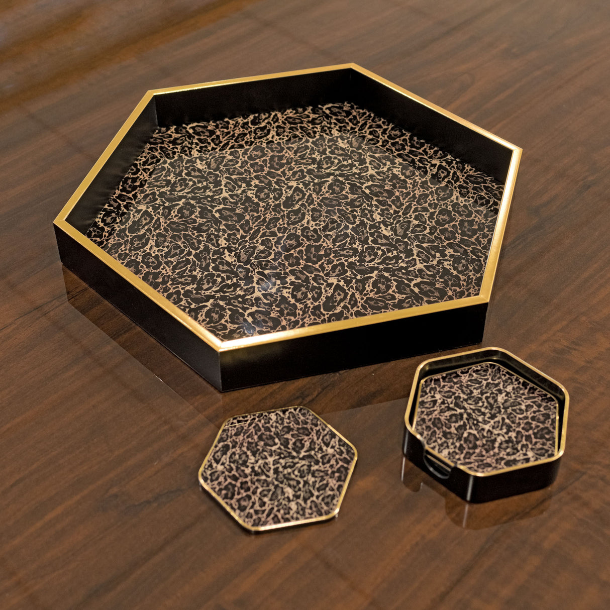 Laurence Llewelyn-Bowen Roxy Leopard Hexagonal Serving Tray