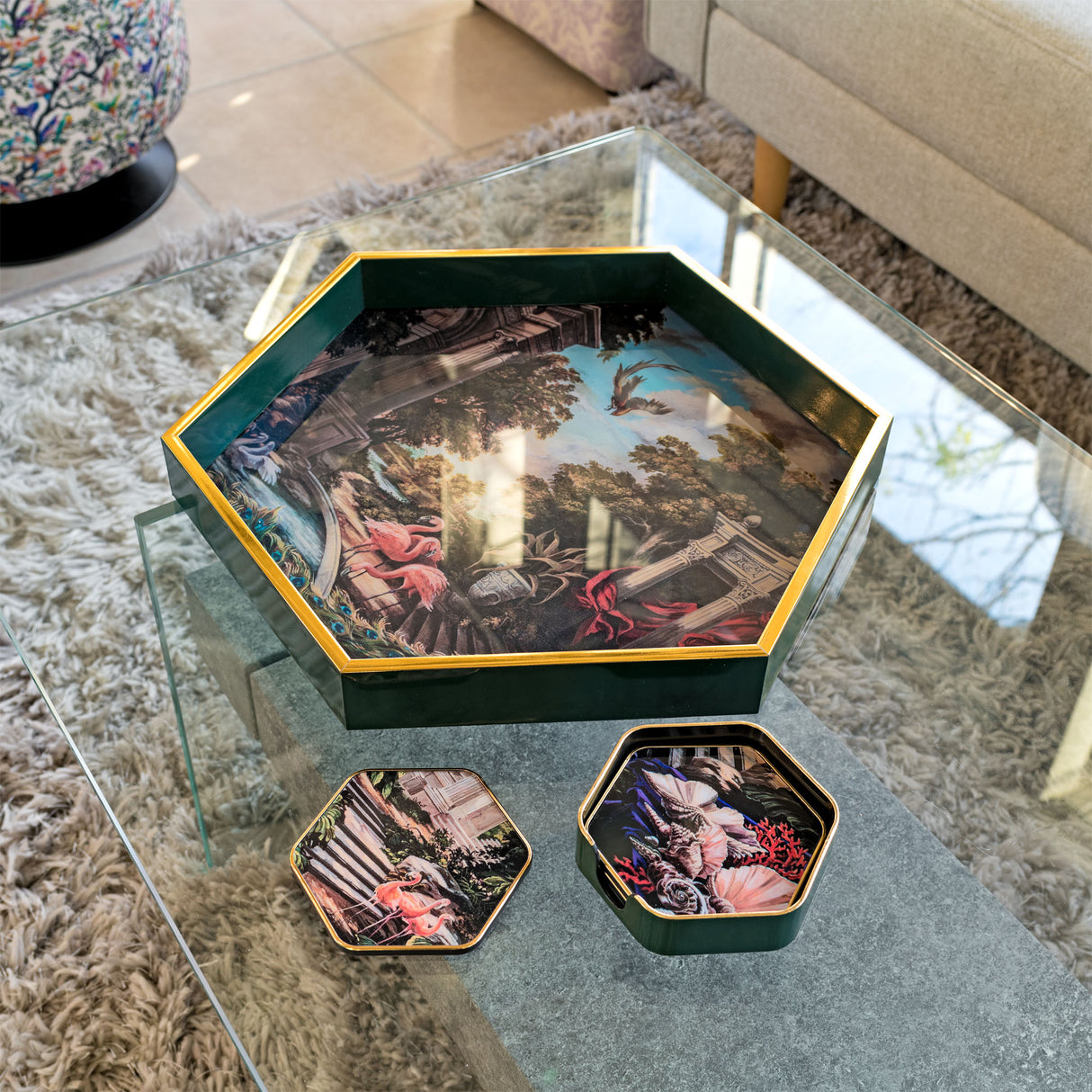 Laurence Llewelyn-Bowen Baroque Gardens Hexagonal Coaster Set