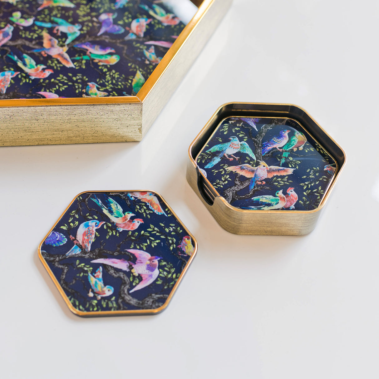 Laurence Llewelyn-Bowen Birdity Absurdity Hexagonal Coaster Set