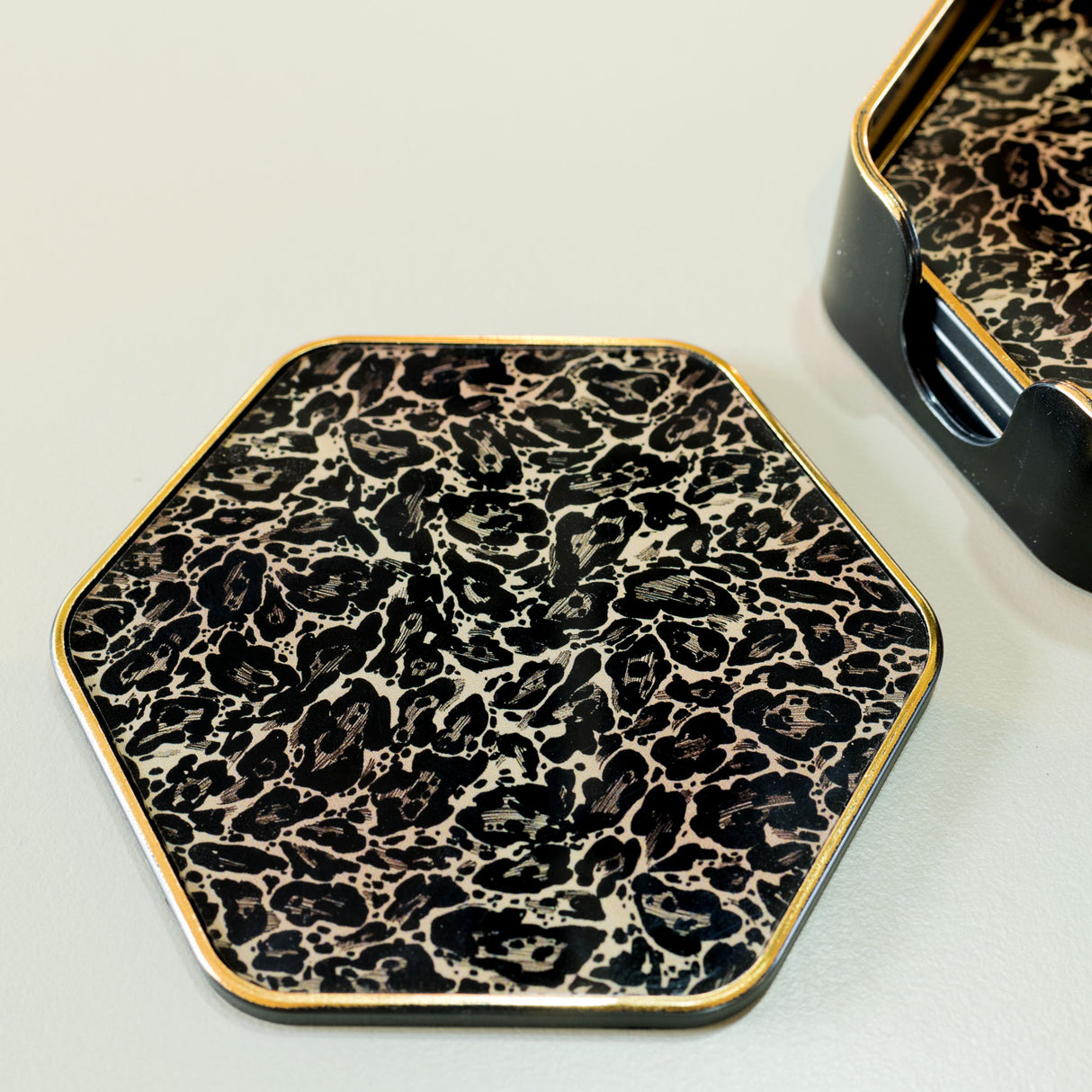 Laurence Llewelyn-Bowen Roxy Leopard Hexagonal Coaster Set