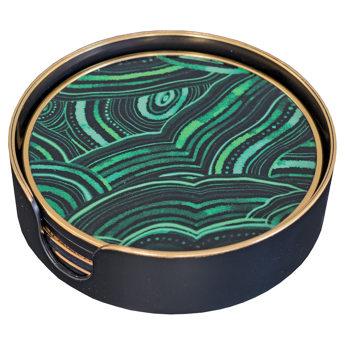 Malachite Circular Coaster Set by Casa Nova Collection by Laurence Llewelyn Bowen
