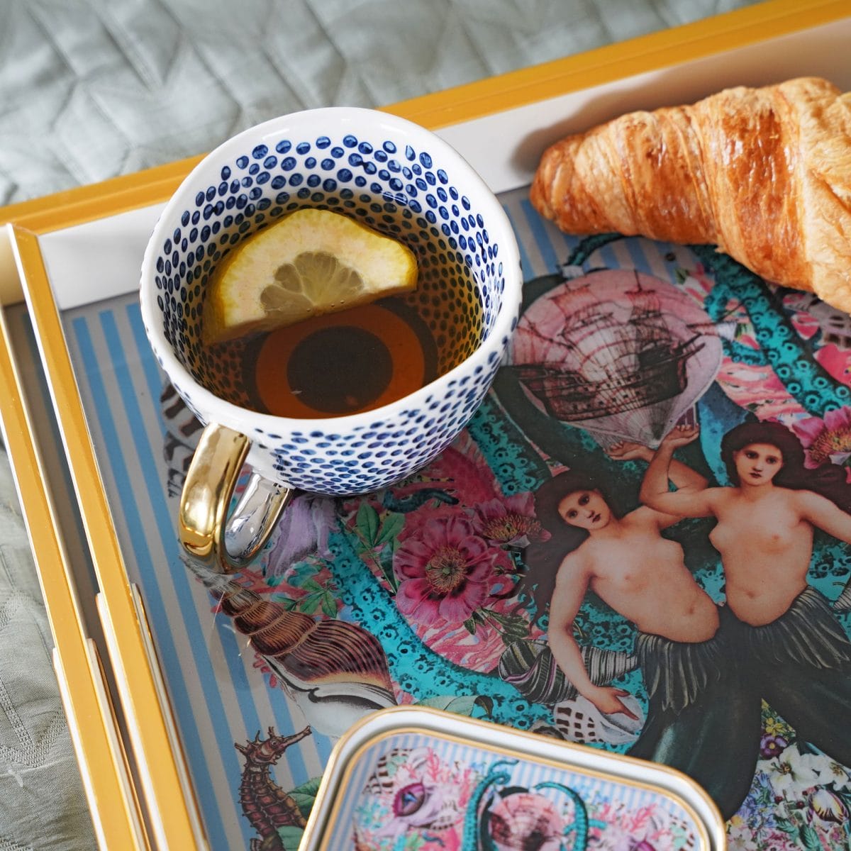 Myrtle and Mary Sirens Serving Trays Close Up