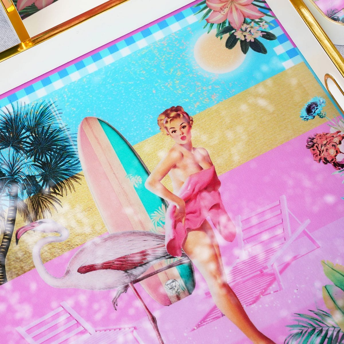 Myrtle and Mary Barbie Serving Trays Close Up