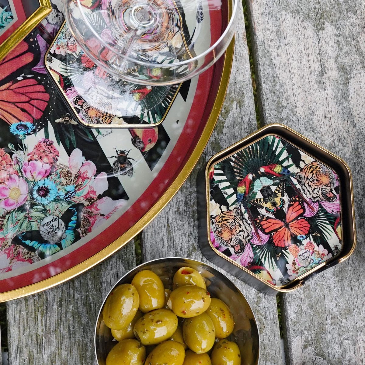 Myrtle and Mary Hexagon Coasters Lifestyle