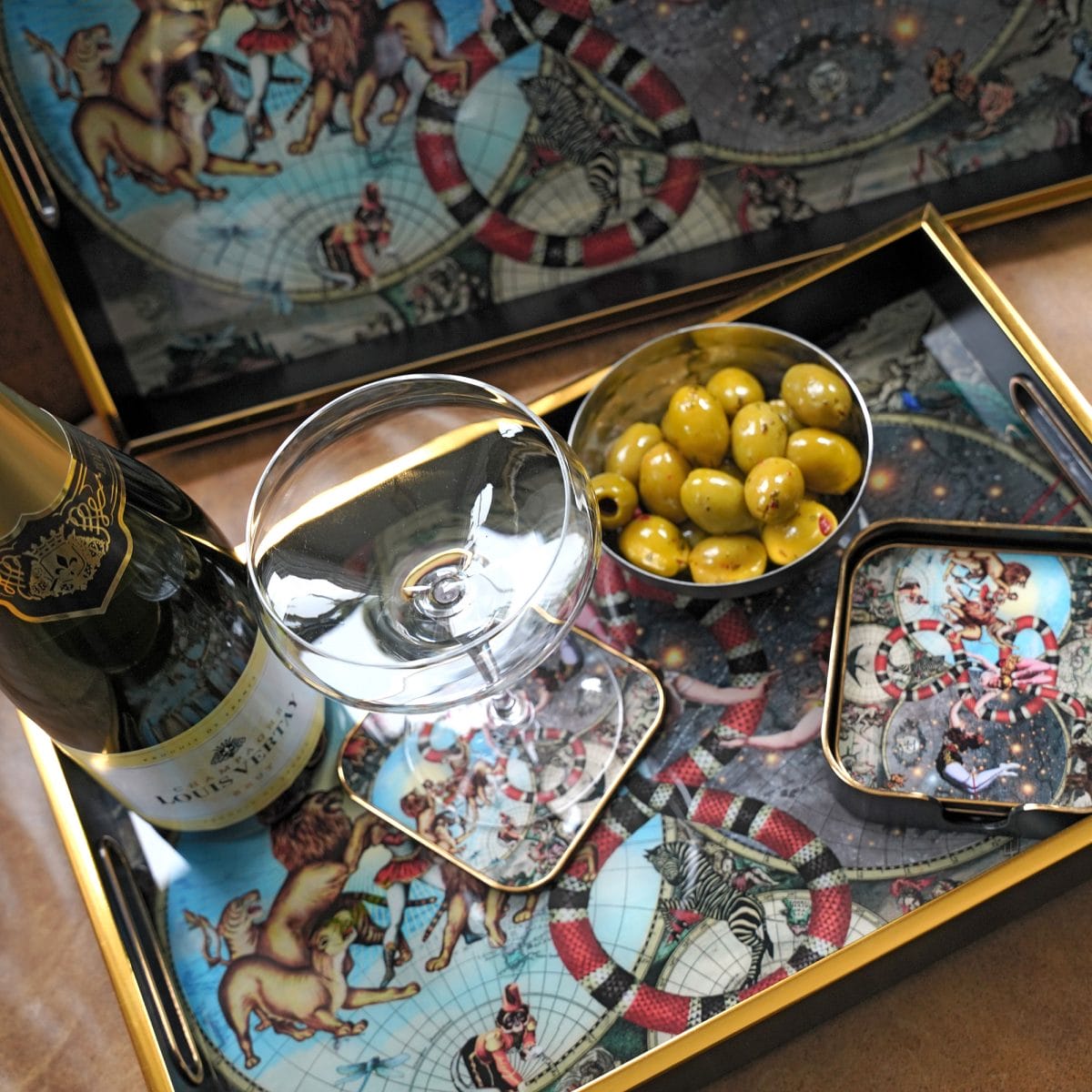 Myrtle and Mary Le Cirque Du Monde Serving Trays Close Up