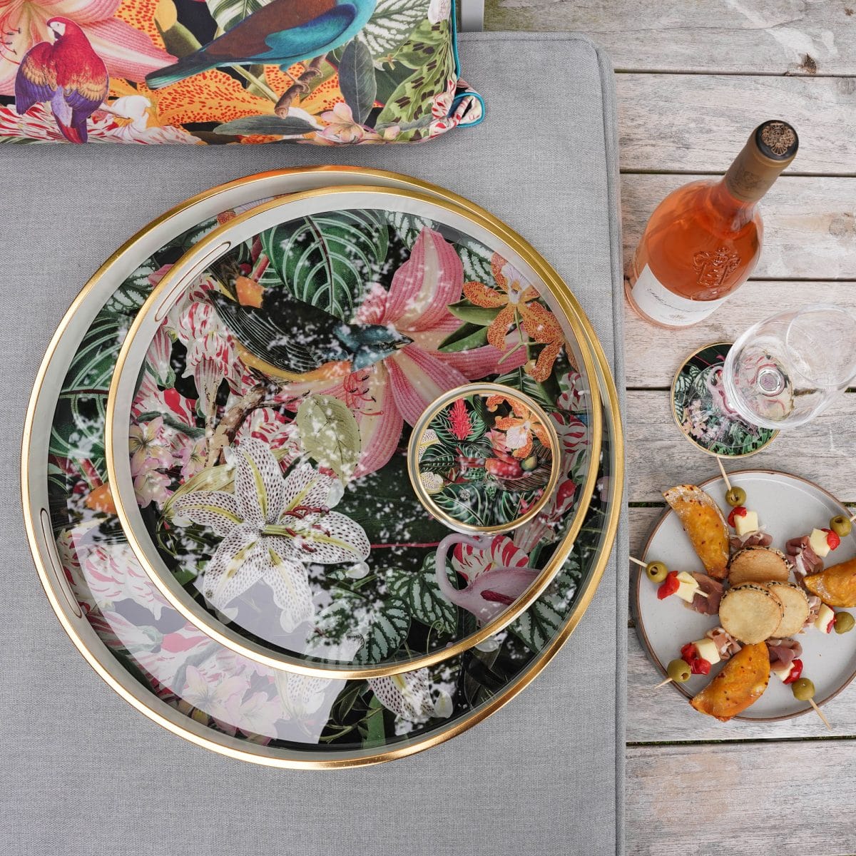 Myrtle and Mary Tropical Bomb Serving Tray Set Lifestyle