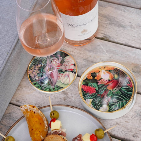 Myrtle and Mary Tropical Bomb Circular Coasters Lifestyle