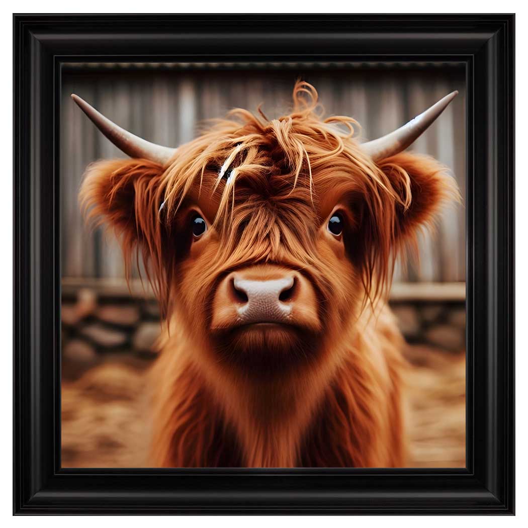 Velvet Print Framed Artwork - Highland Cow Collection