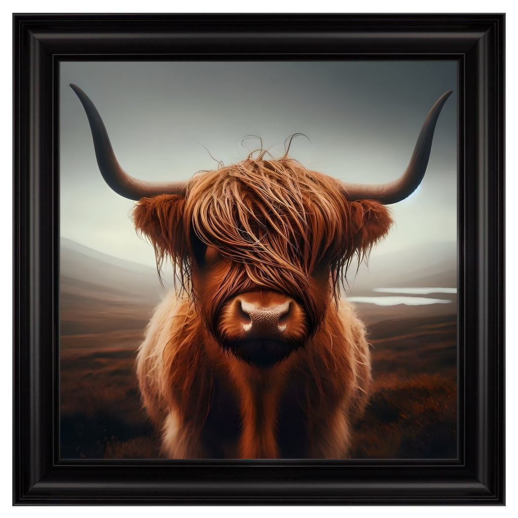 Velvet Print Framed Artwork - Highland Cow Collection