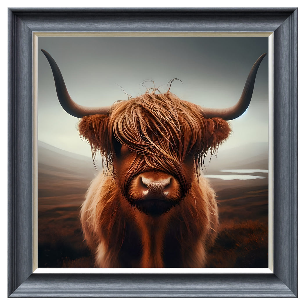 Velvet Print Framed Artwork - Highland Cow Collection