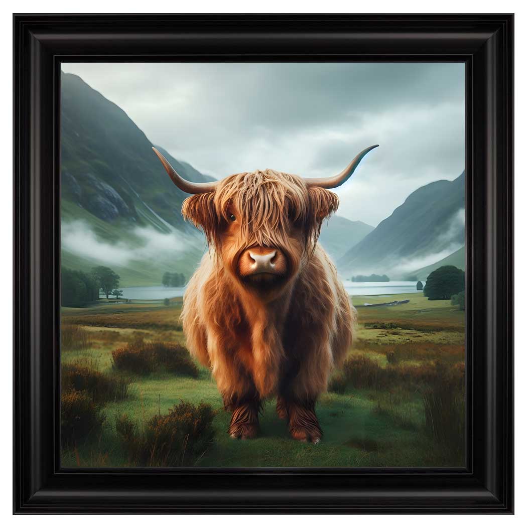 Velvet Print Framed Artwork - Highland Cow Collection