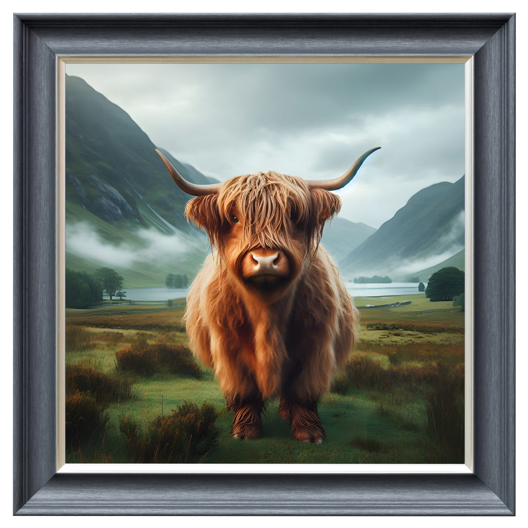 Velvet Print Framed Artwork - Highland Cow Collection