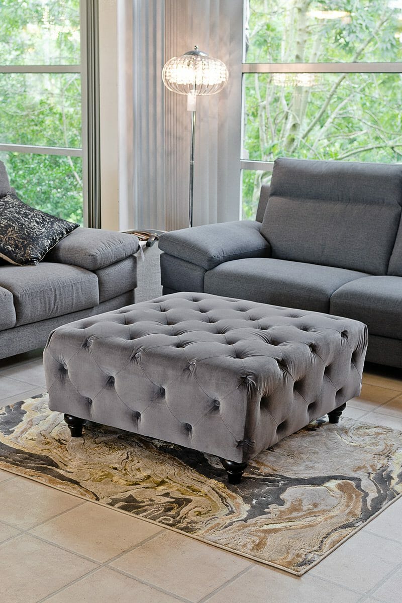 Grey Fabric Ottoman
