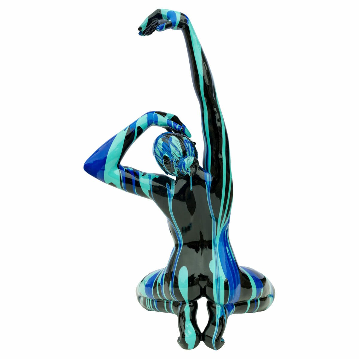 Black and Blue Yoga Lady Sculpture - Back