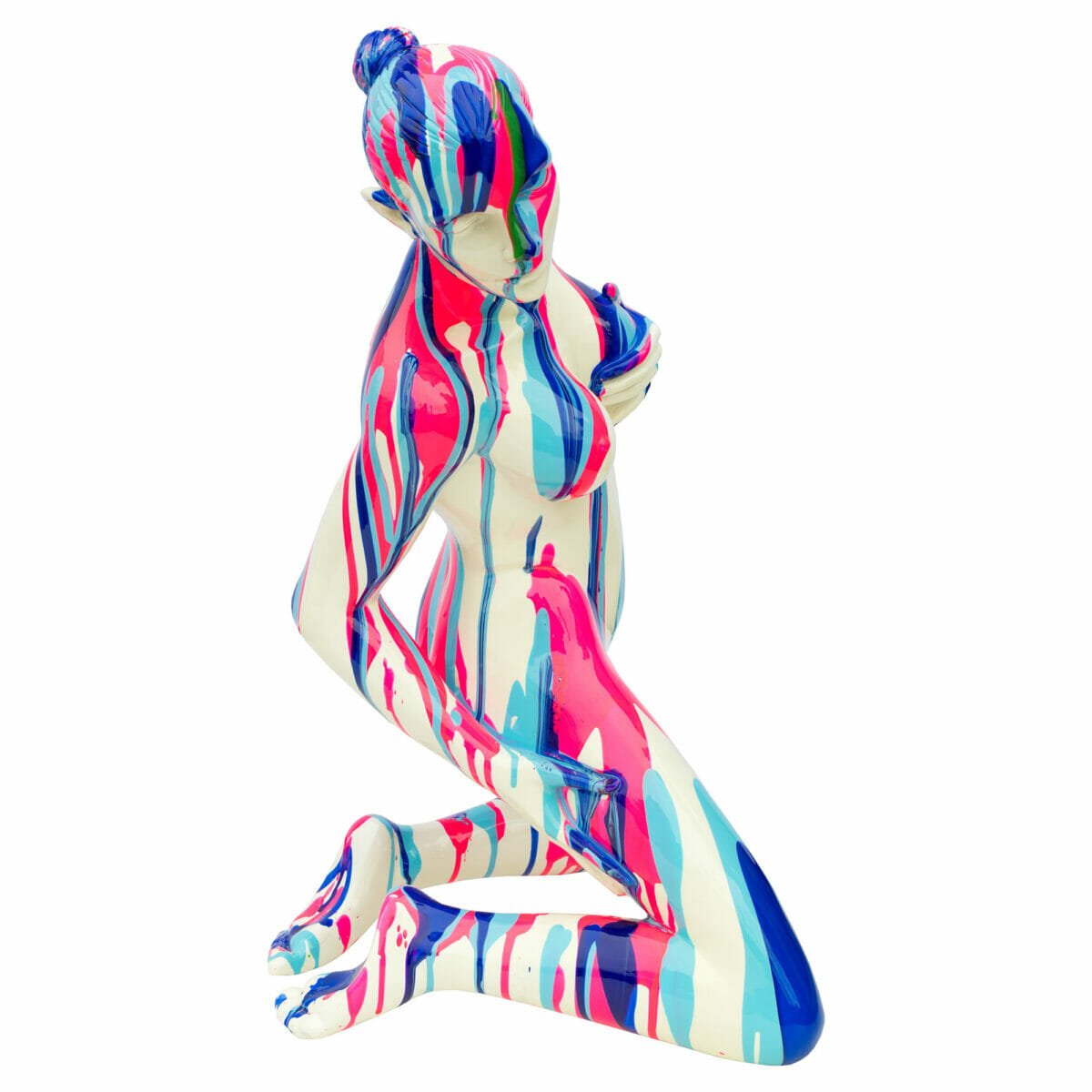Pink and Blue Yoga Lady Sculpture - Right Side