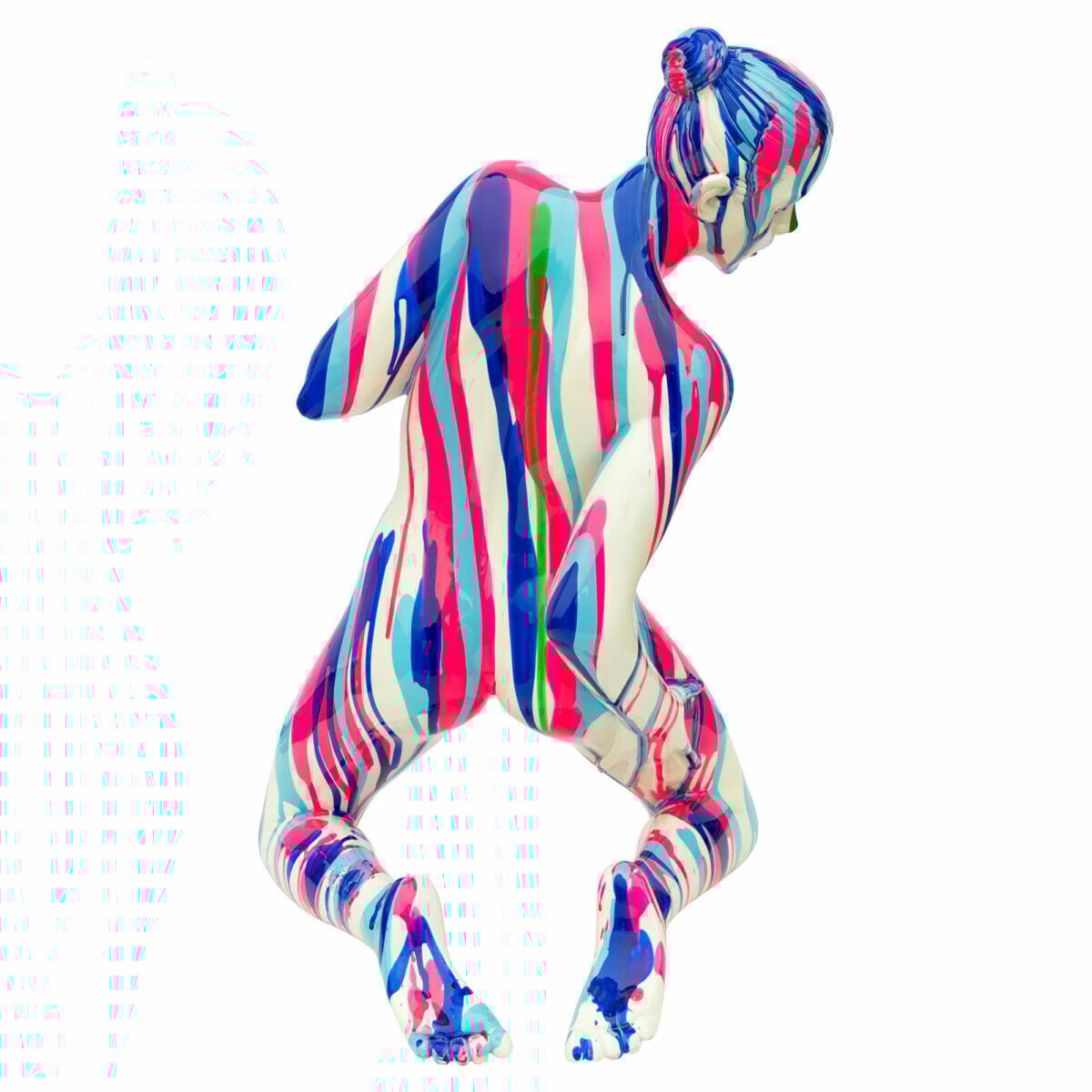 Pink and Blue Yoga Lady Sculpture - Back