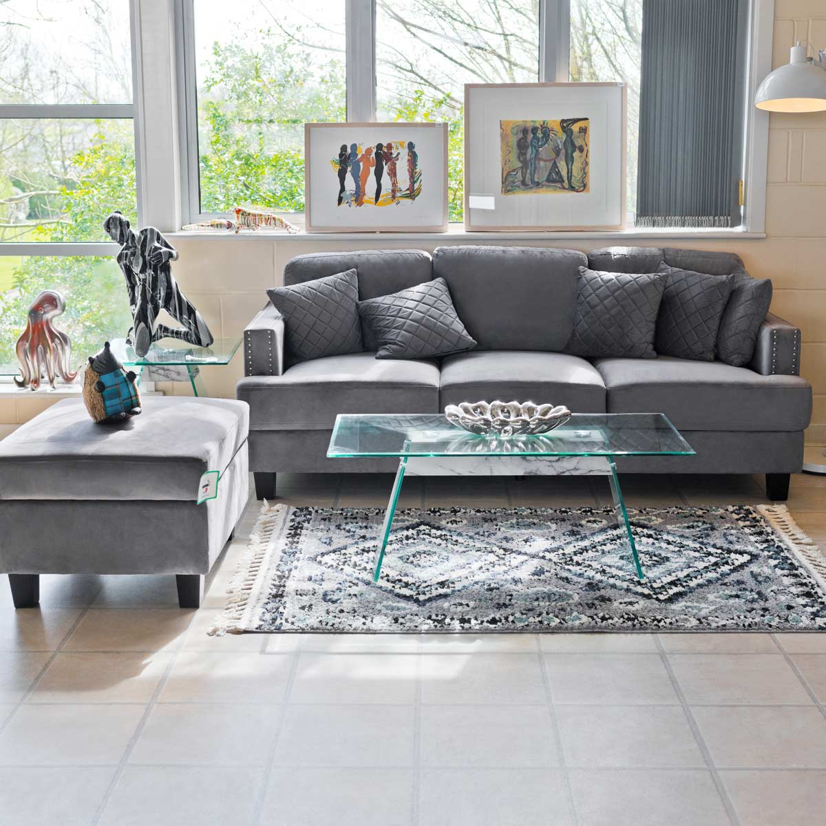 Victoria Grey Sofa Set