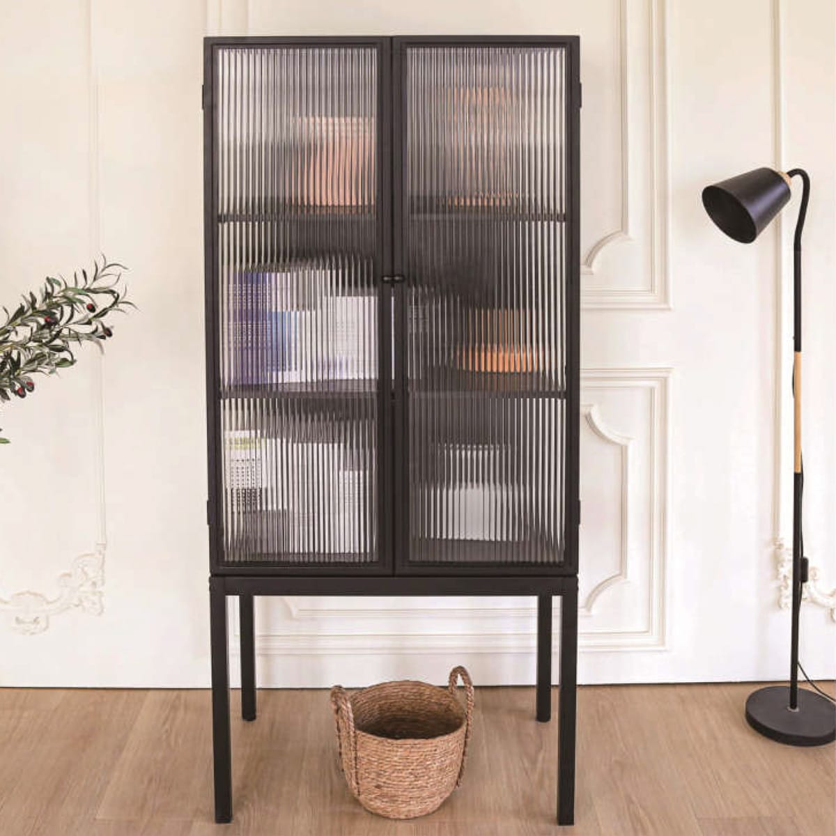 Black 2 Door Display Cabinet On Display