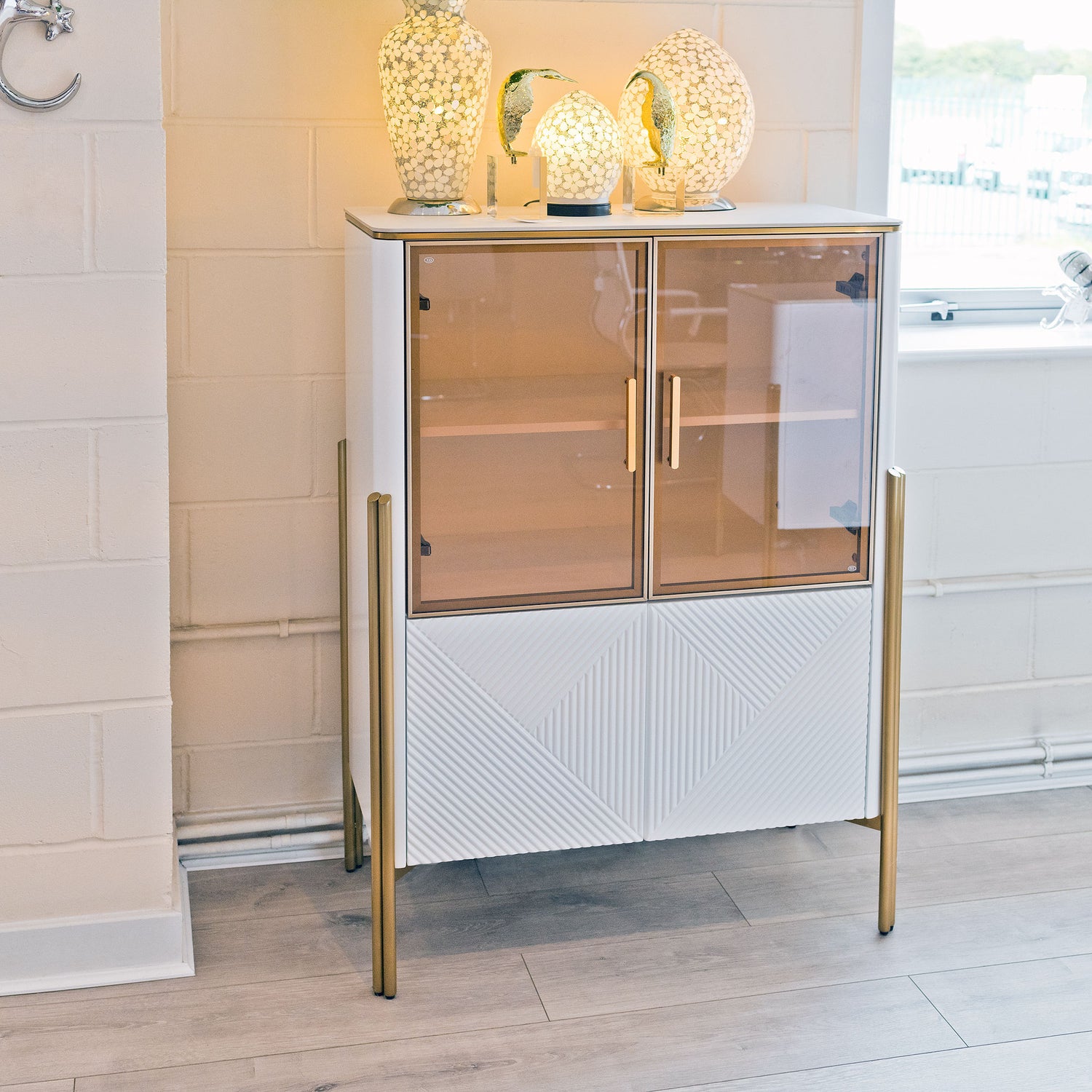 Ewing White and Gold Cabinet