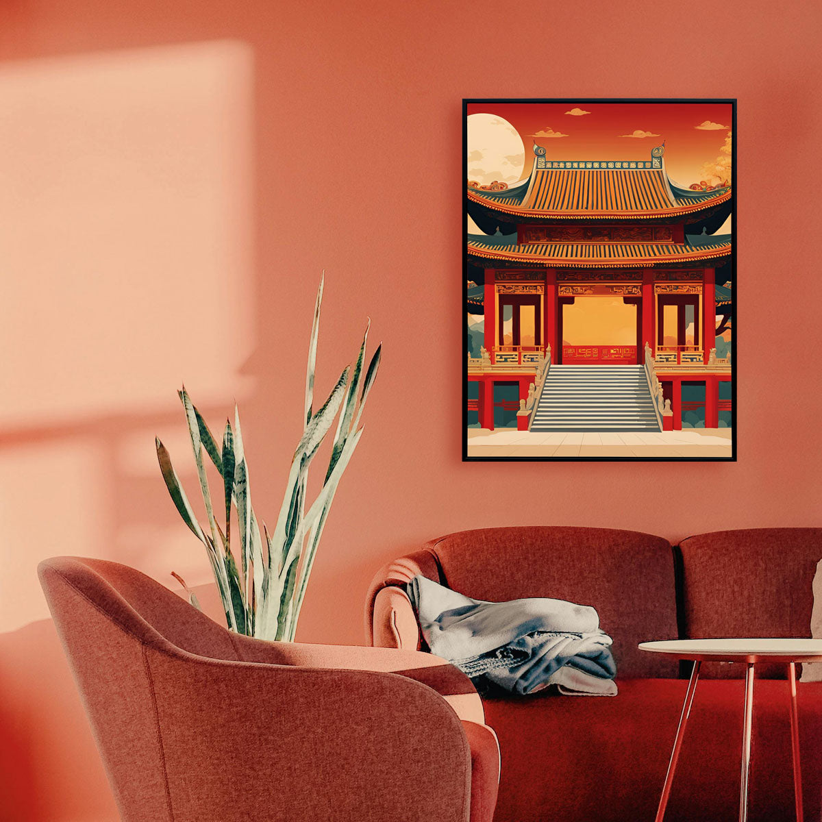 Golden Temple Serenity - Framed Wall Art (113cm x 85cm)