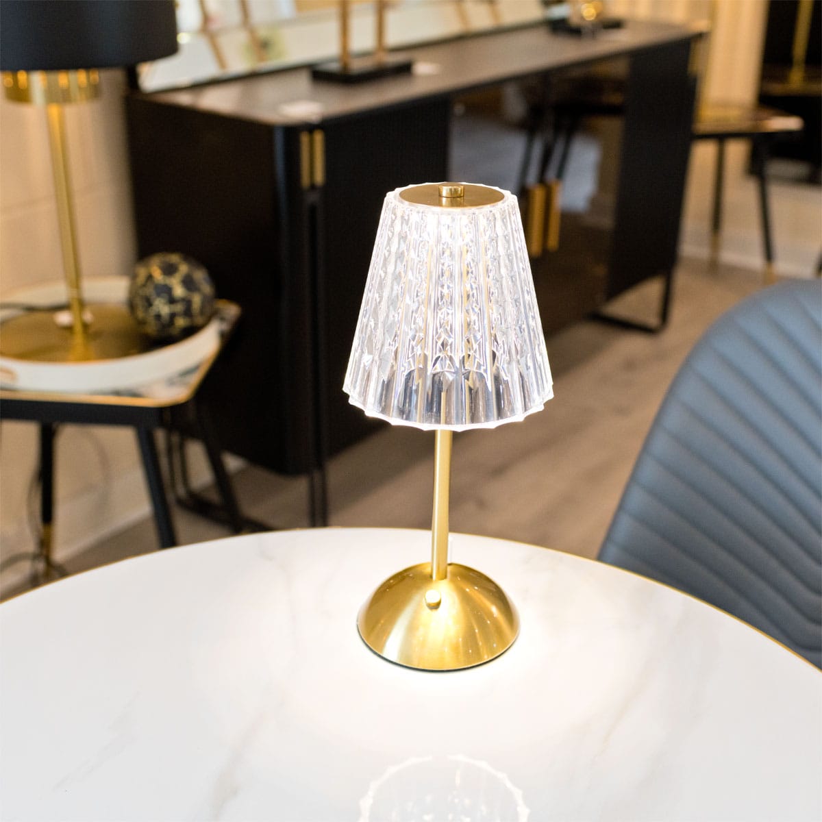 Gold USB Rechargeable Ribbed Touch Light