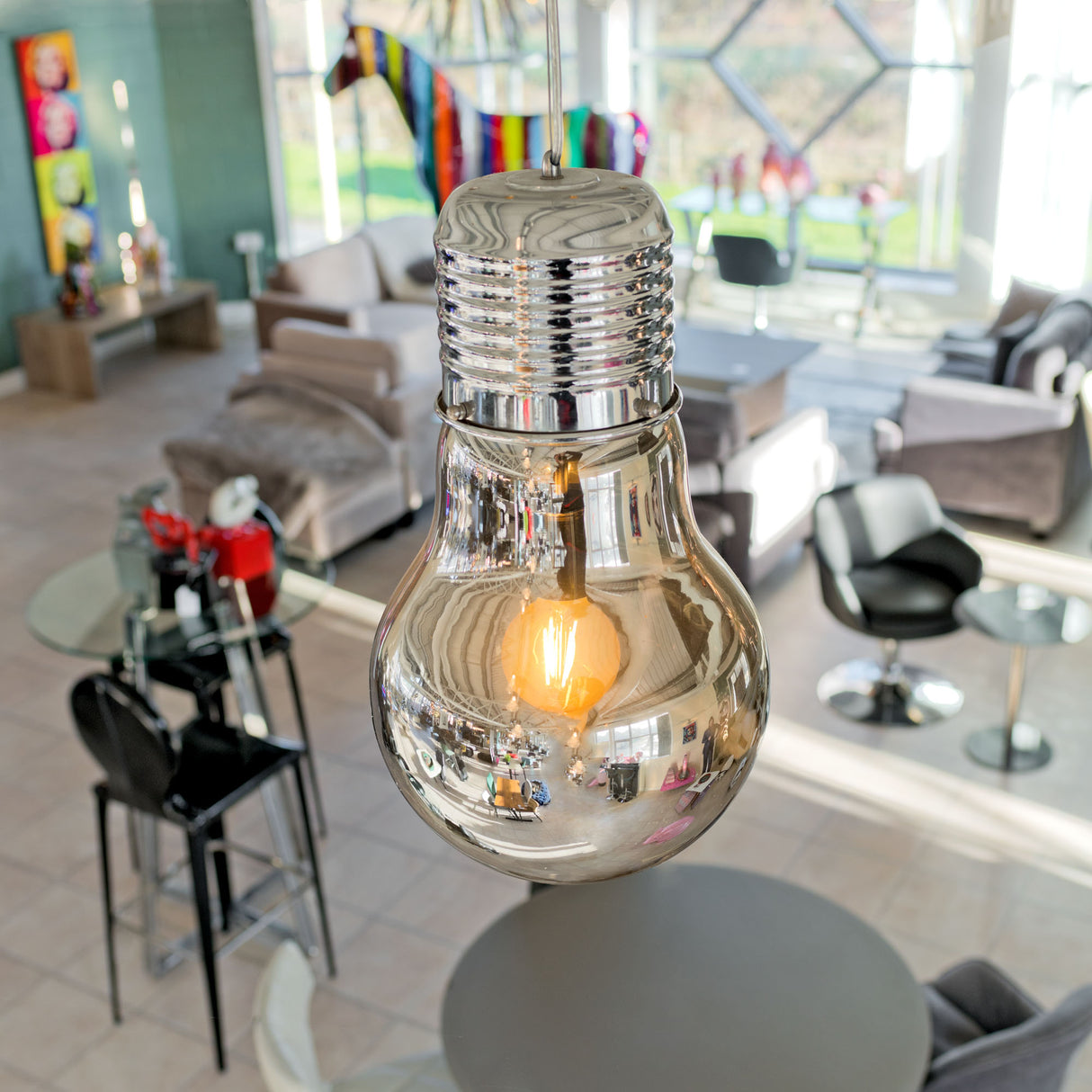 Smoked Bulb Shaped Ceiling Light