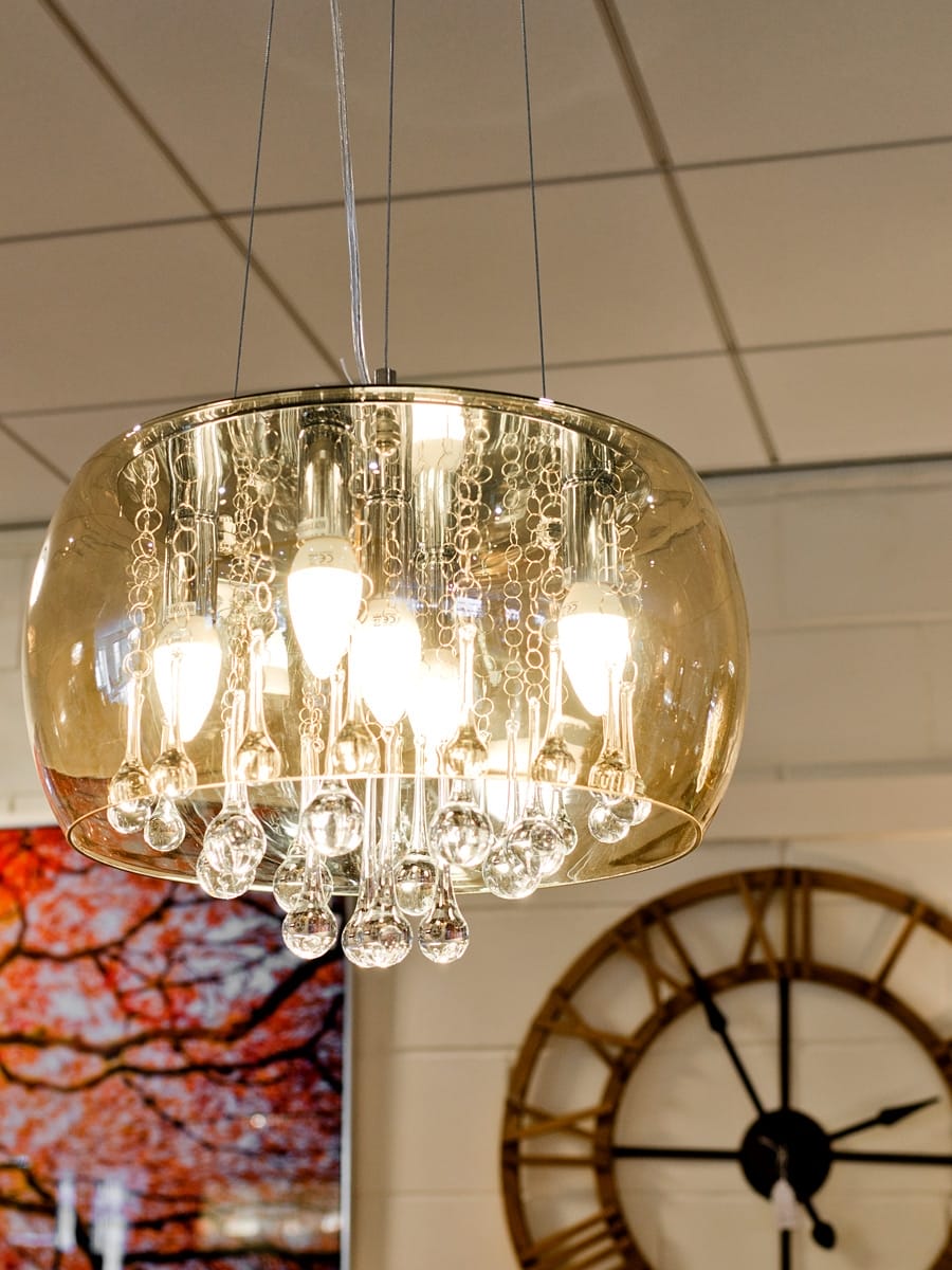 Smoked Shade Chandelier - On display in our Showroom