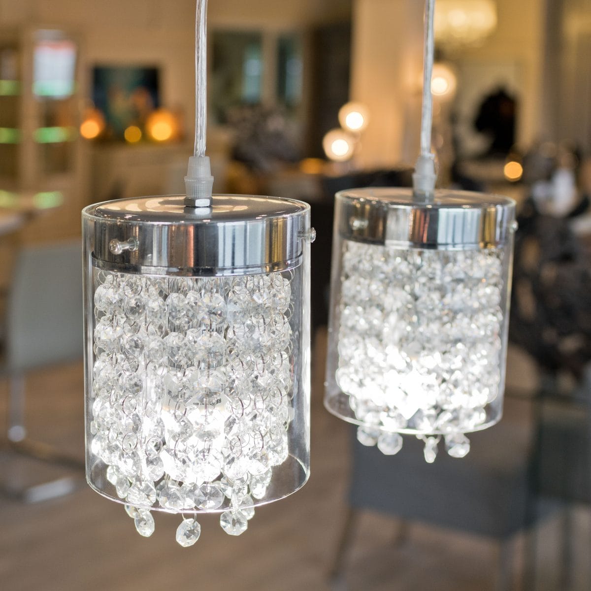 Three Light Glass Shade Pendant Light - On display in our Showroom