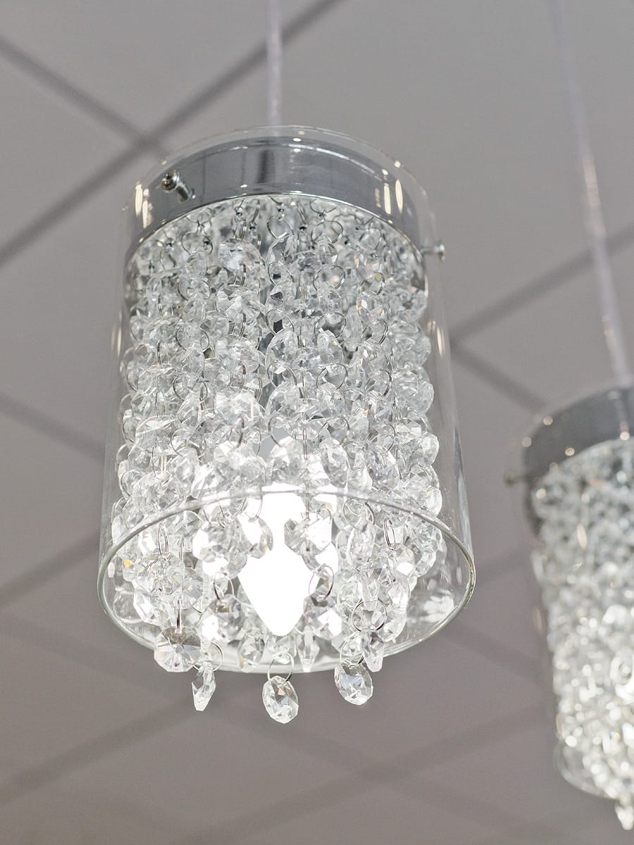 Three Light Glass Shade Pendant Light - Underneath