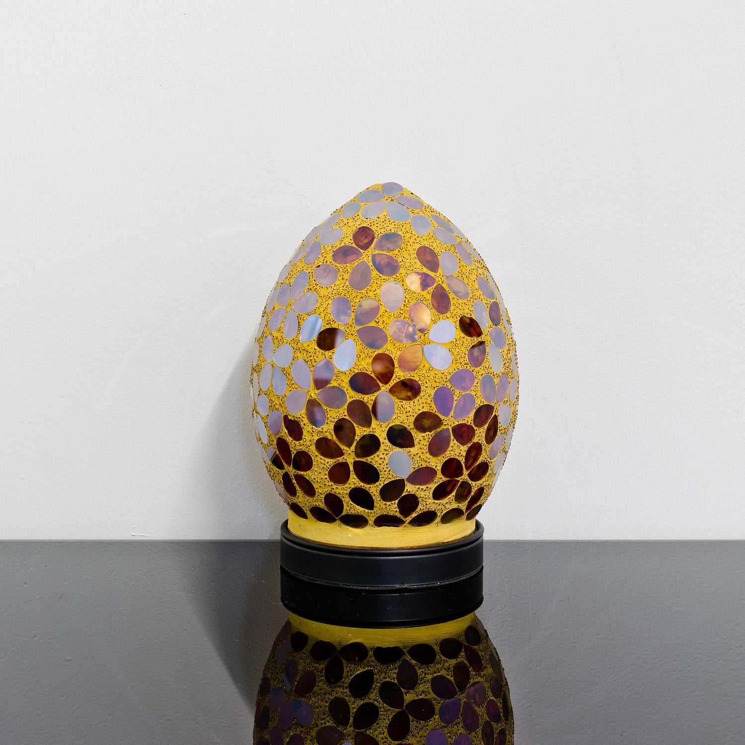 Small Mosaic Egg Lamp Bronze Flower Design