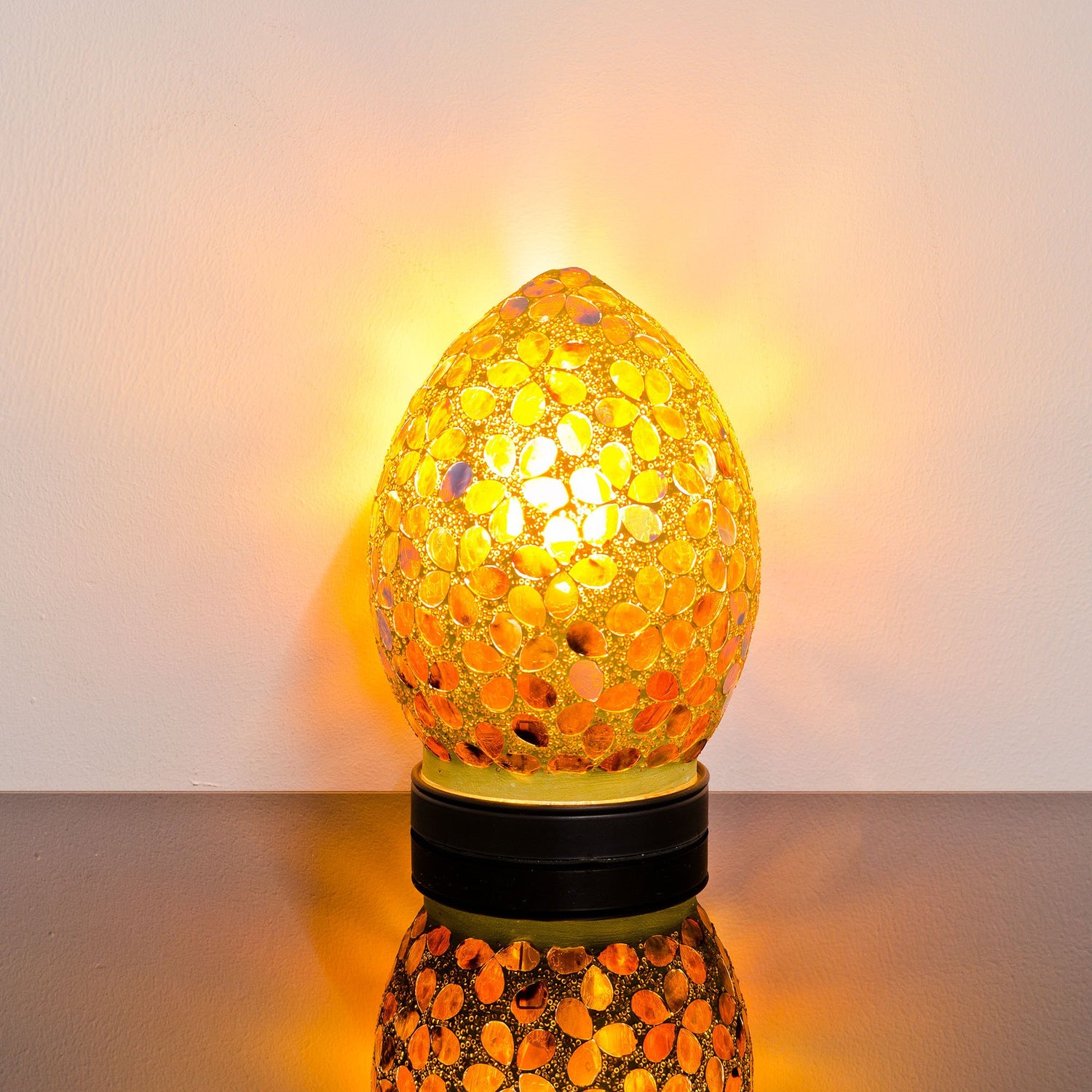Small Mosaic Egg Lamp Bronze Flower Design