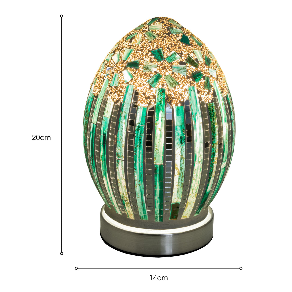 Green Deco Small Mosaic Glass Egg Lamp