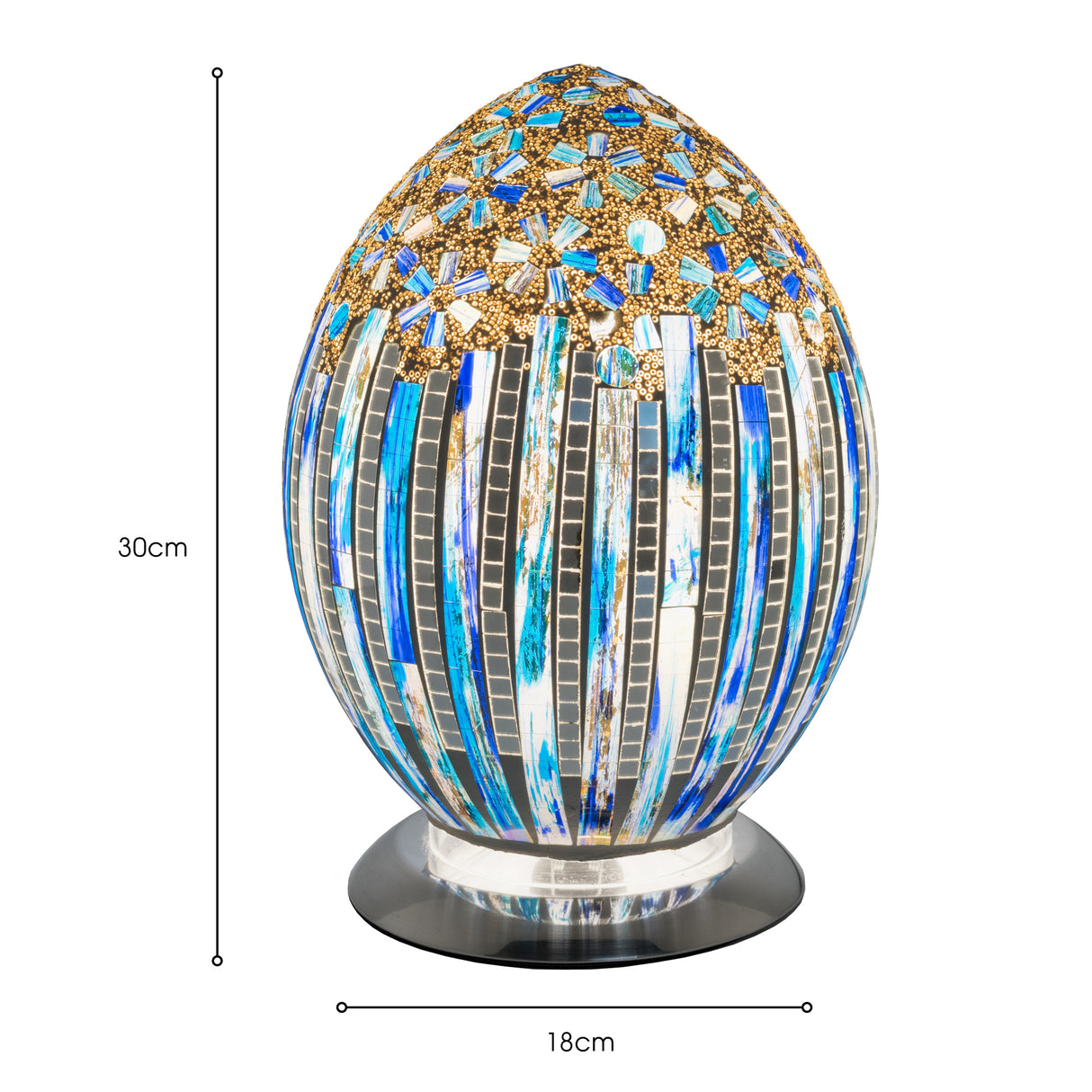 Blue Deco Mosaic Glass Egg Lamp