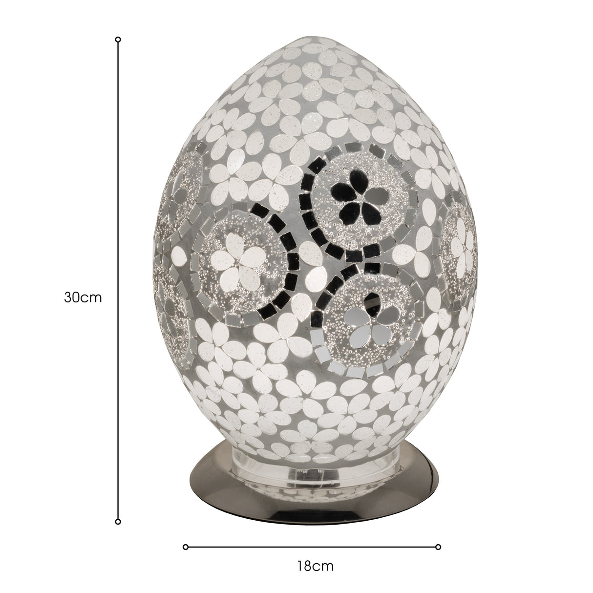 Art Deco Mirrored Flower Medium Mosaic Glass Egg Lamp