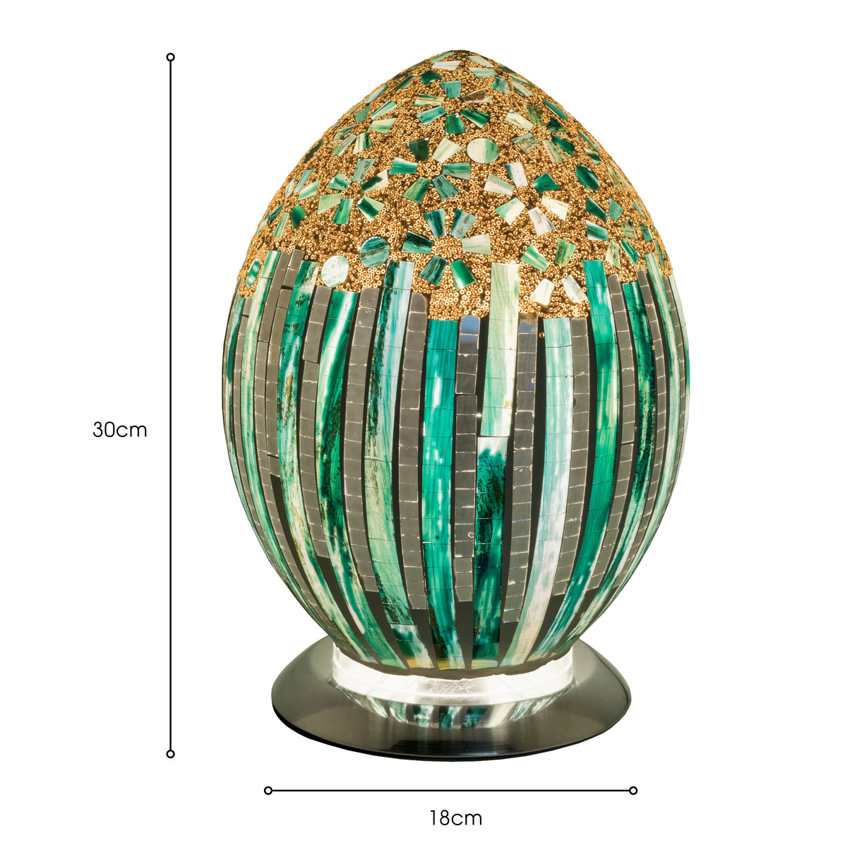 Green Deco Mosaic Glass Egg Lamp