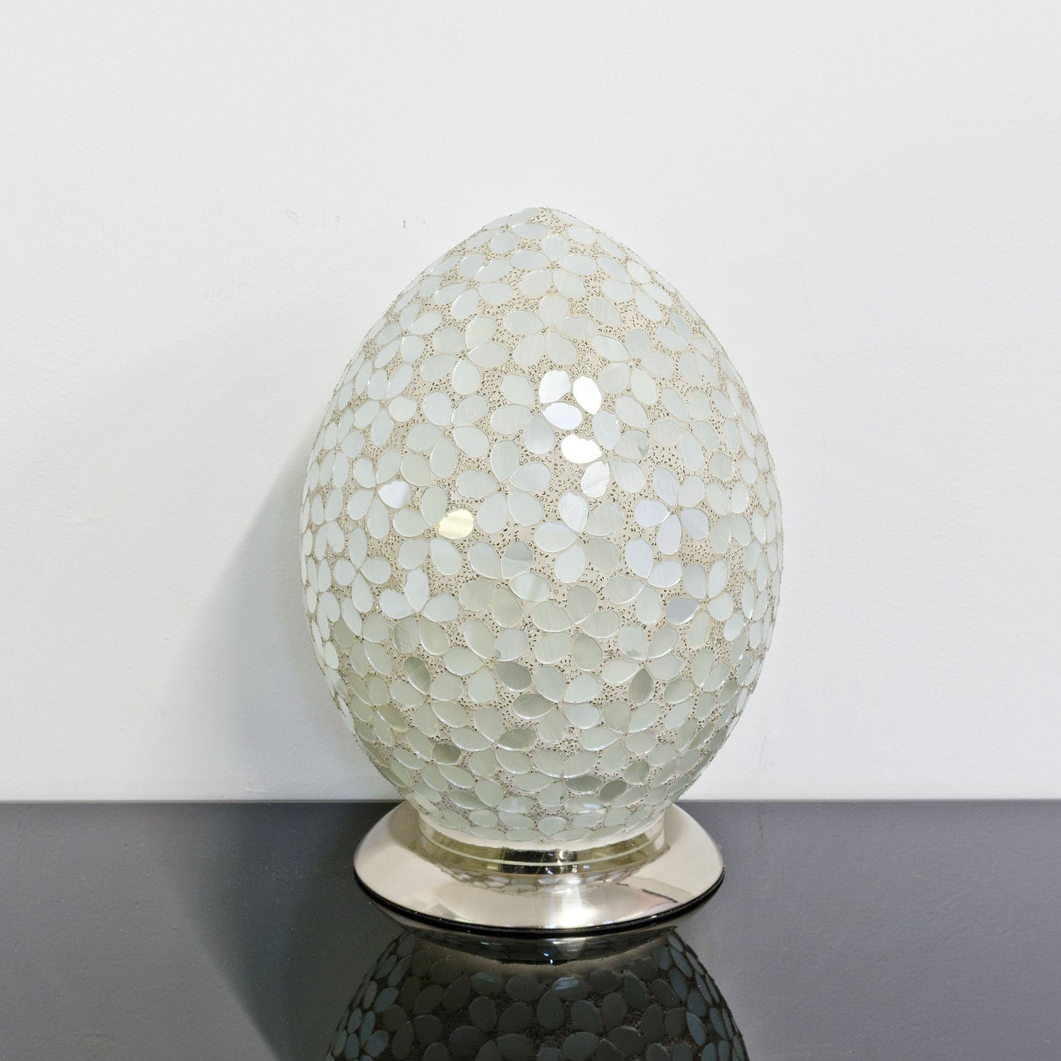 Opaque Flower Medium Mosaic Glass Egg Lamp
